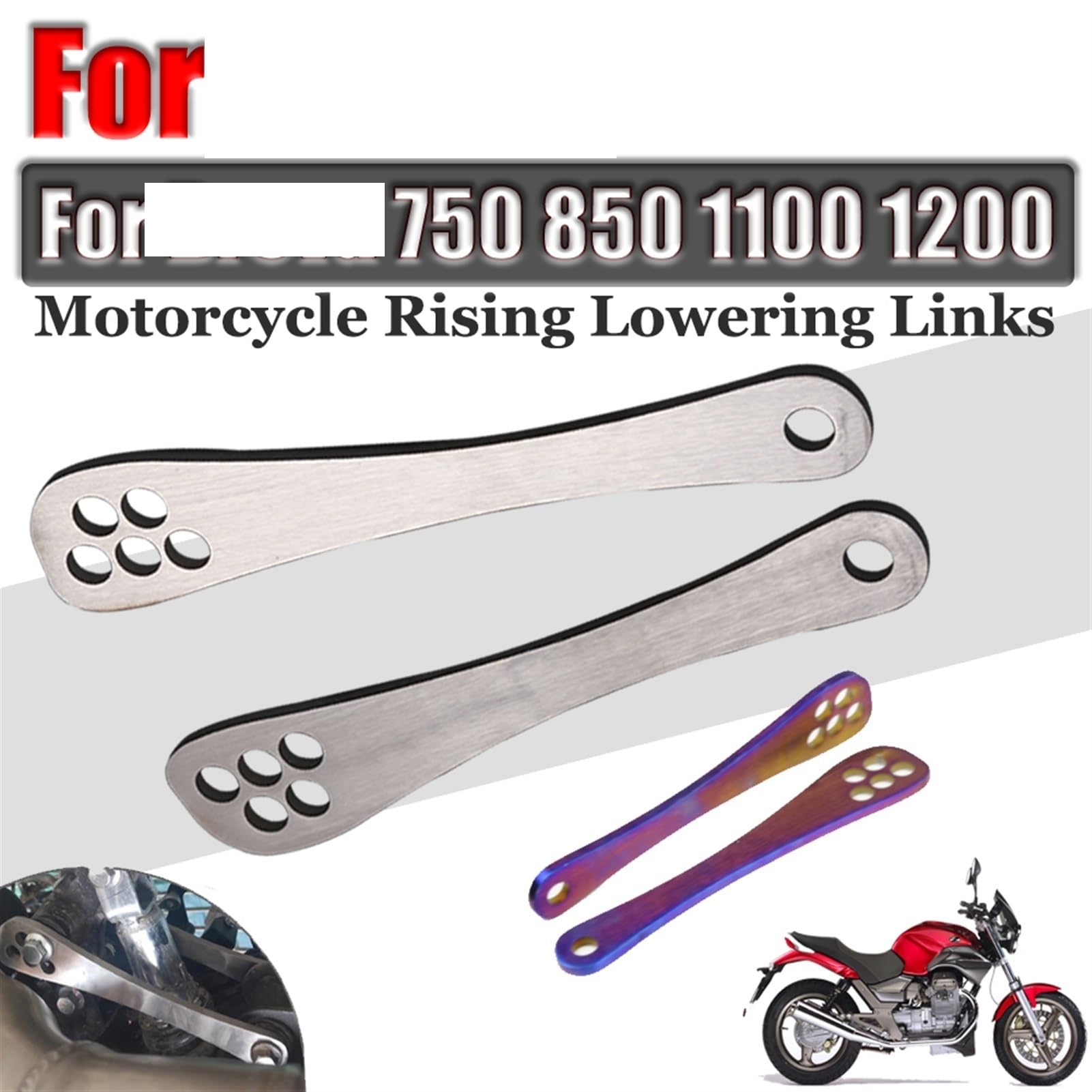 Accessoires de moto Suspension de bras arrière lien ascendant levier de coussin lien d'abaissement de chute, for Moto Guzzi, Breva 750 850 1100 1200 Kit de liaison d'abaissement(Size:Lowering L