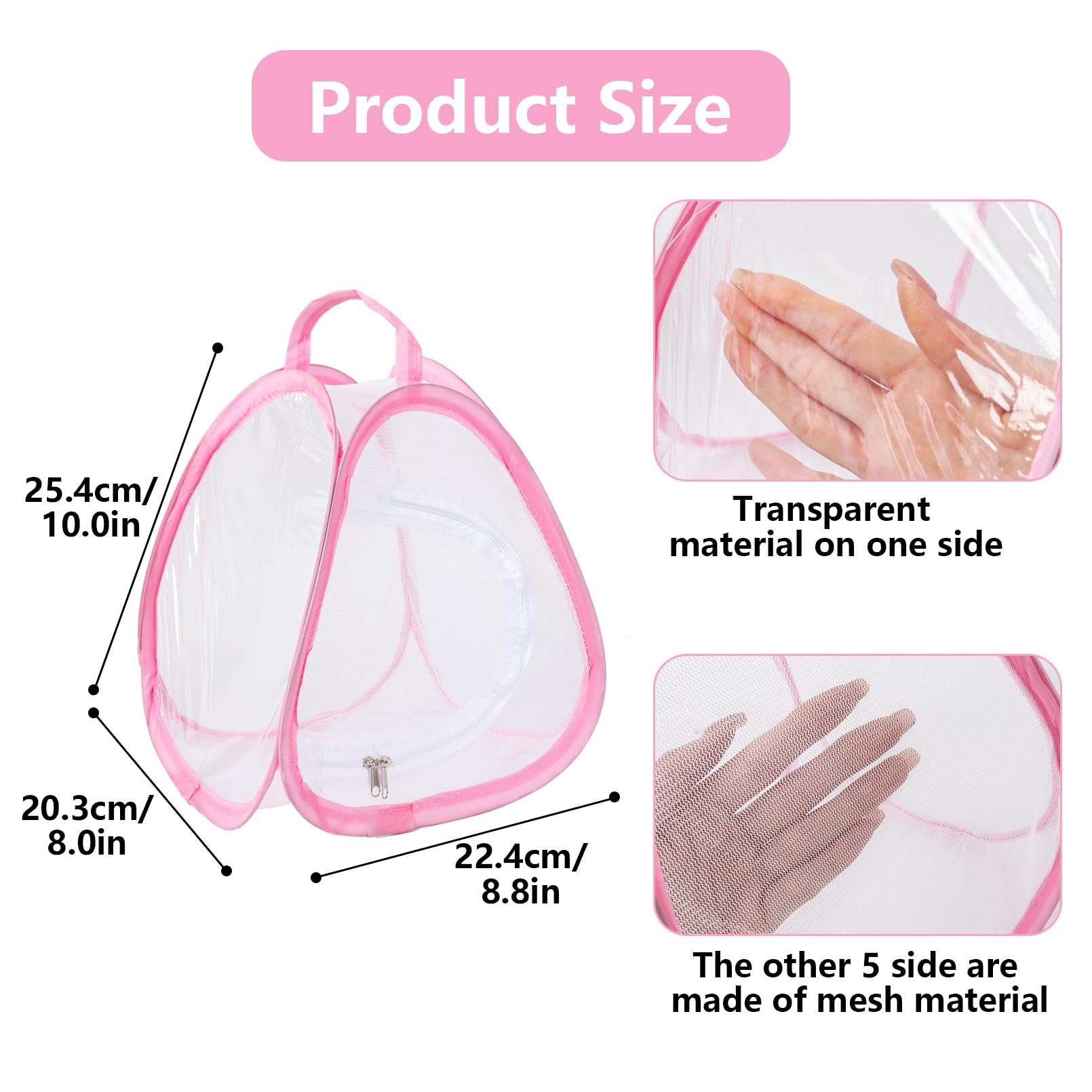 2 Stück Schmetterlinge Züchten Netz Kinder, Schmetterlingshaus Netz, Insekt und Schmetterling Lebensraum Käfig(Rosa, Grün)