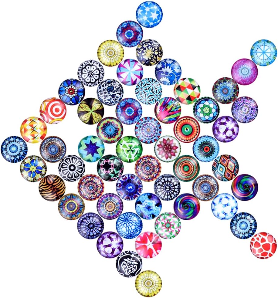 Aipridy 200 Pieces 12mm Mosaic Printed Glass Dome Cabochons Mixed Color Flower Pattern Half Round Crafts Mosaic Tiles for Photo Pendant Jewelry Making (12mm, Mosaic)