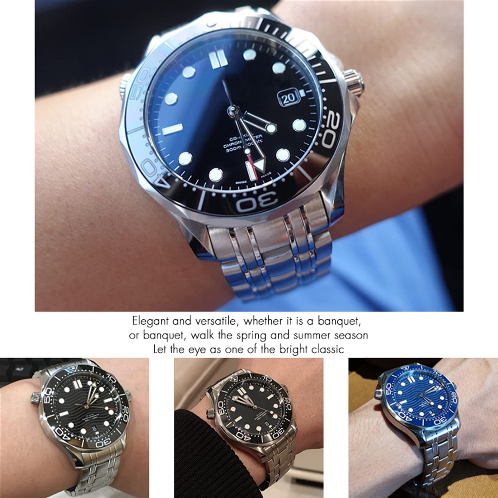 20 mm 22 mm 316L pasek do zegarka ze stali nierdzewnej do zegarka Omega Seamaster 300 m Speedmaster Planet Ocean 600 pasek do zegarka bransoletka pasek