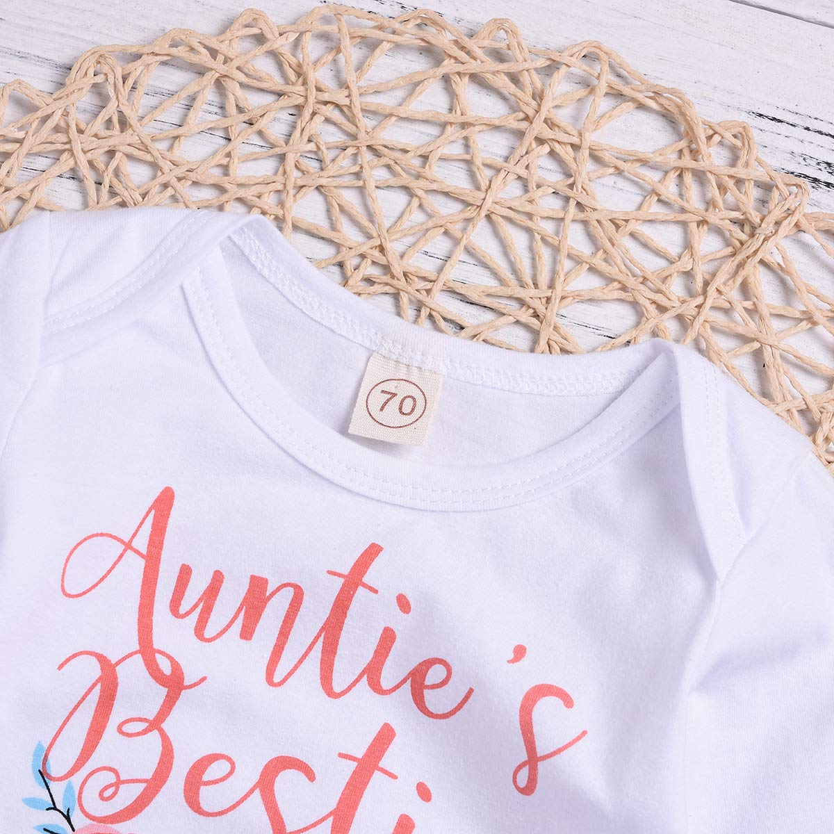 Baby Girl Ubrania Ciocia Bestie Romper Top + spodnie kwiatowe + czapka 3-częściowy zestaw ubrań dla niemowląt