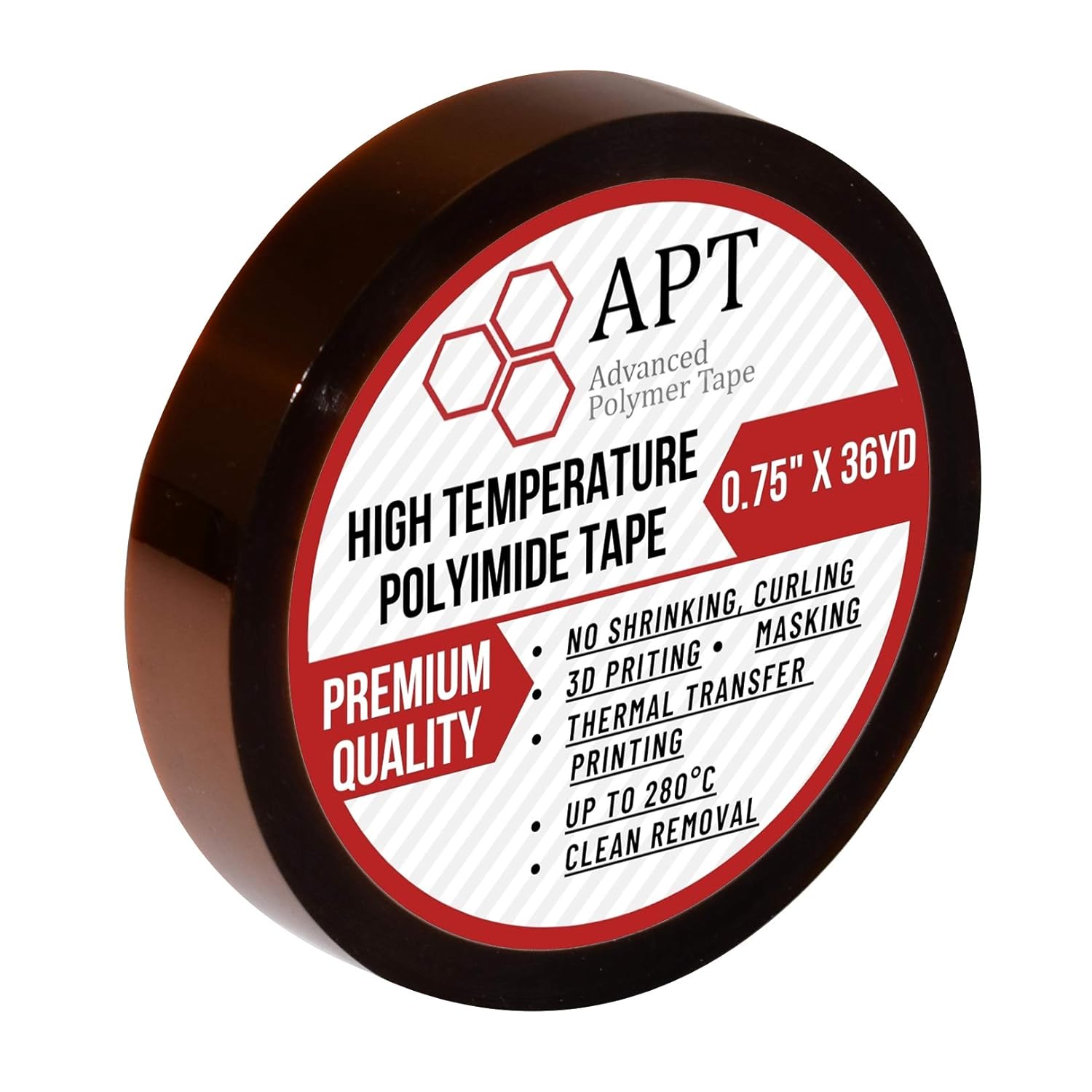 APT, 1 mil Thick Polyimide Adhesive Tape, HighTemperature and Heat Tape, for Masking, Soldering, Electrical, 3D Printer Application. (0.75"x 36 yds)