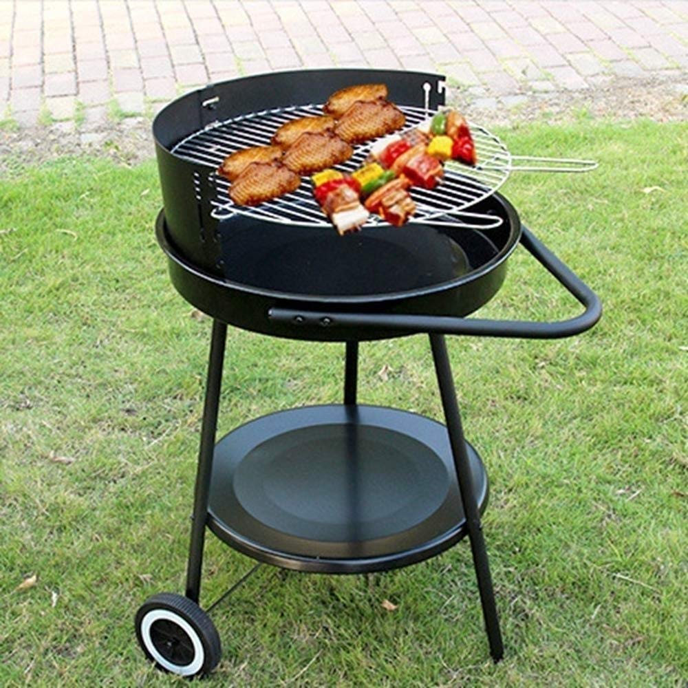 Przenośny grill węglowy do grillowania na świeżym powietrzu i okrągły grill piknik na świeżym powietrzu Patio podwórko Camping Tailgating stalowy ruszt do gotowania na stek z kurczaka little surprise