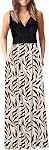 WNEEDU Womens Summer Dress Off The Shoulder Flowy Maxi Dress with Pockets