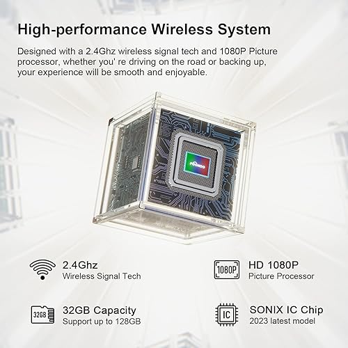 Miniatura 6 de Fookoo Sistema de cámara de respaldo inalámbrico HD de 7 pulgadas, monitor de pantalla dividida cuádruple de 1080P de 7 pulgadas, cámaras de visión