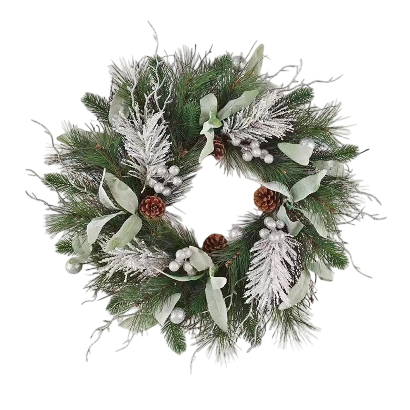 Couronne de Noël robuste pour porte d'entrée, grand accent saisonnier artificiel de 50 cm