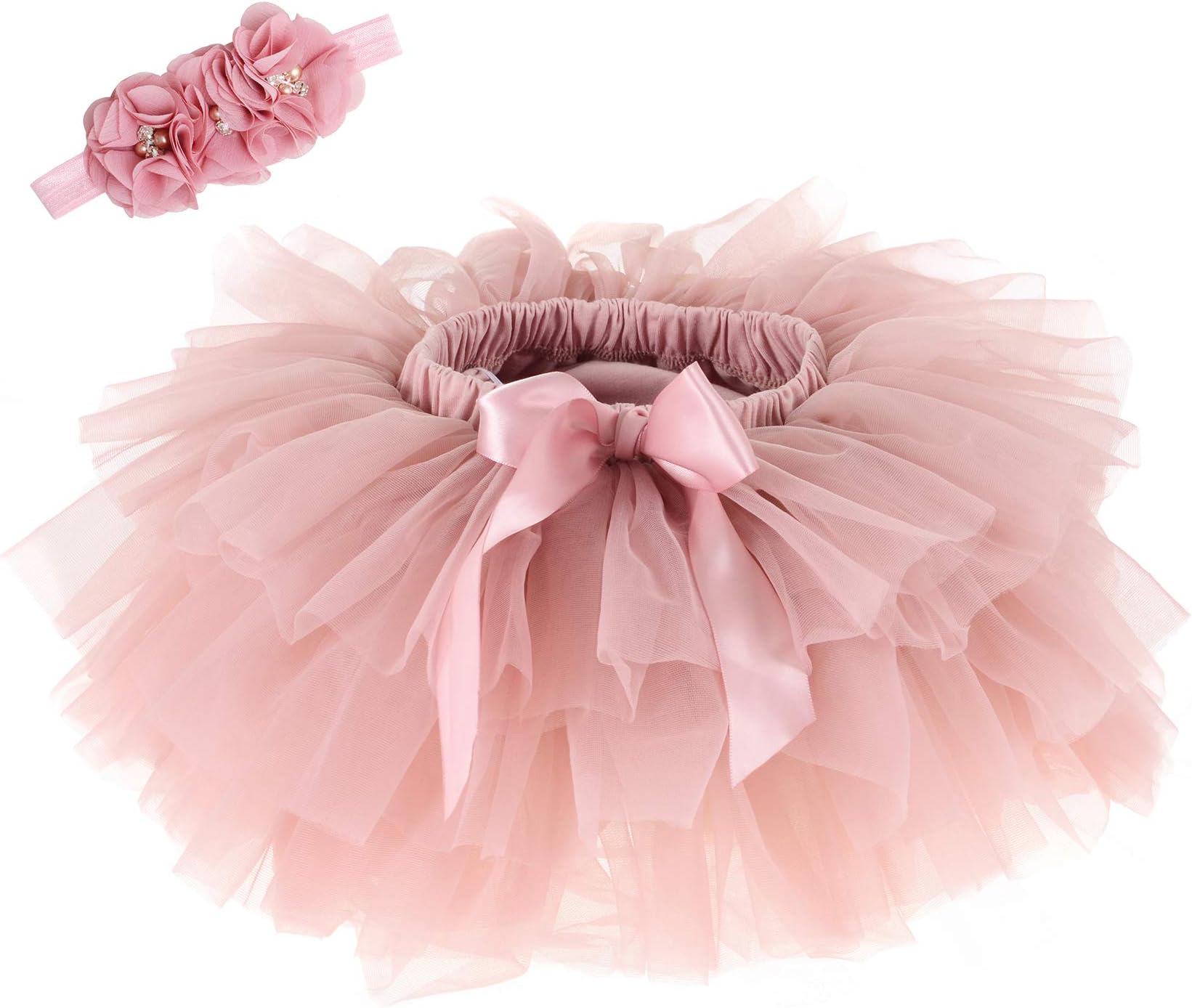 Baby Girls Tutu Skirt Headband Set Toddler Ruffle Tulle Diaper Covers 6-24 Month