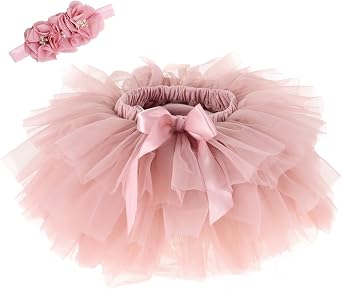 Baby Girls Tutu Skirt Headband Set Toddler Ruffle Tulle Diaper Covers 6-24 Month