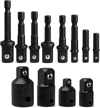 Evance 12Pcs Impact Socket Adapter and Reducer Set,8Pcs 5 Length Drill Socket Adapter Increaser & Extension + 4Pcs Cr-V Steel Impact Reducer Socket 1/2 1/4 to 3/8,3/8 to 1/2 1/4