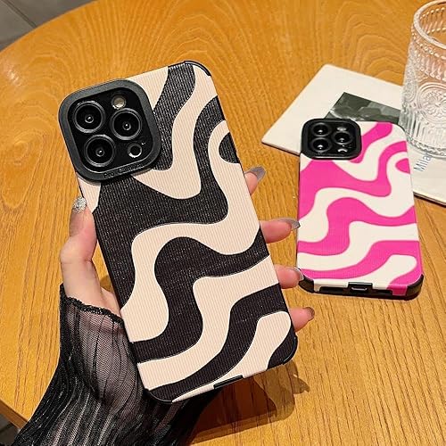 Miniatura 5 de MINSCOSE Funda compatible con iPhone 13 Mini, diseño de patrón de rayas de cebra ondulada, piel sintética suave de silicona fina, funda protectora a