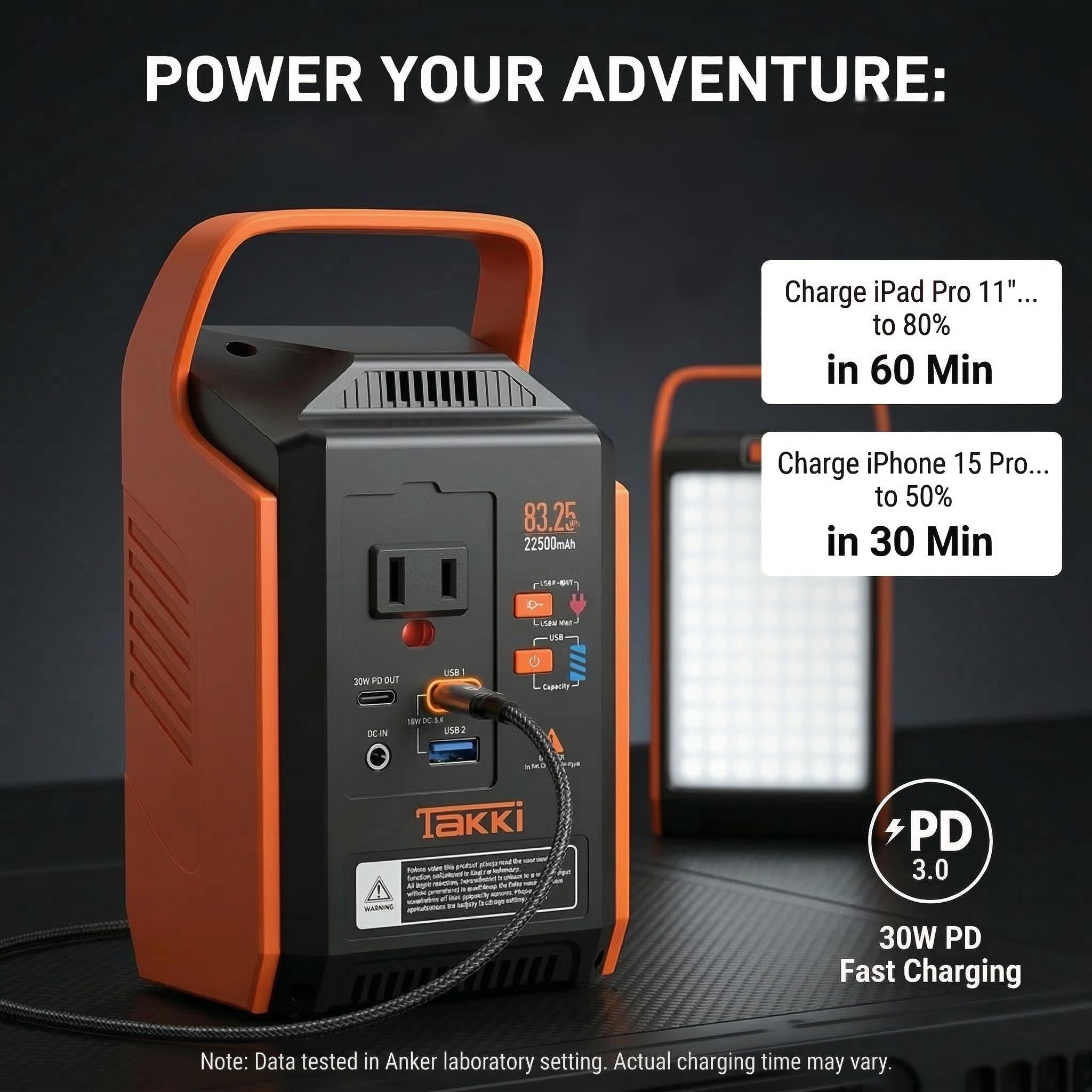 Takki 83Wh Solar Generator with 21W Solar Panels Included Portable Power Station Backup Bank with AC DC USB Ports Lights for Camping Tent Outdoor Emergency Home Use — view 5