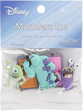 فستان حتى 7734 Disney Button Embellishments، Monsters Inc، Blue