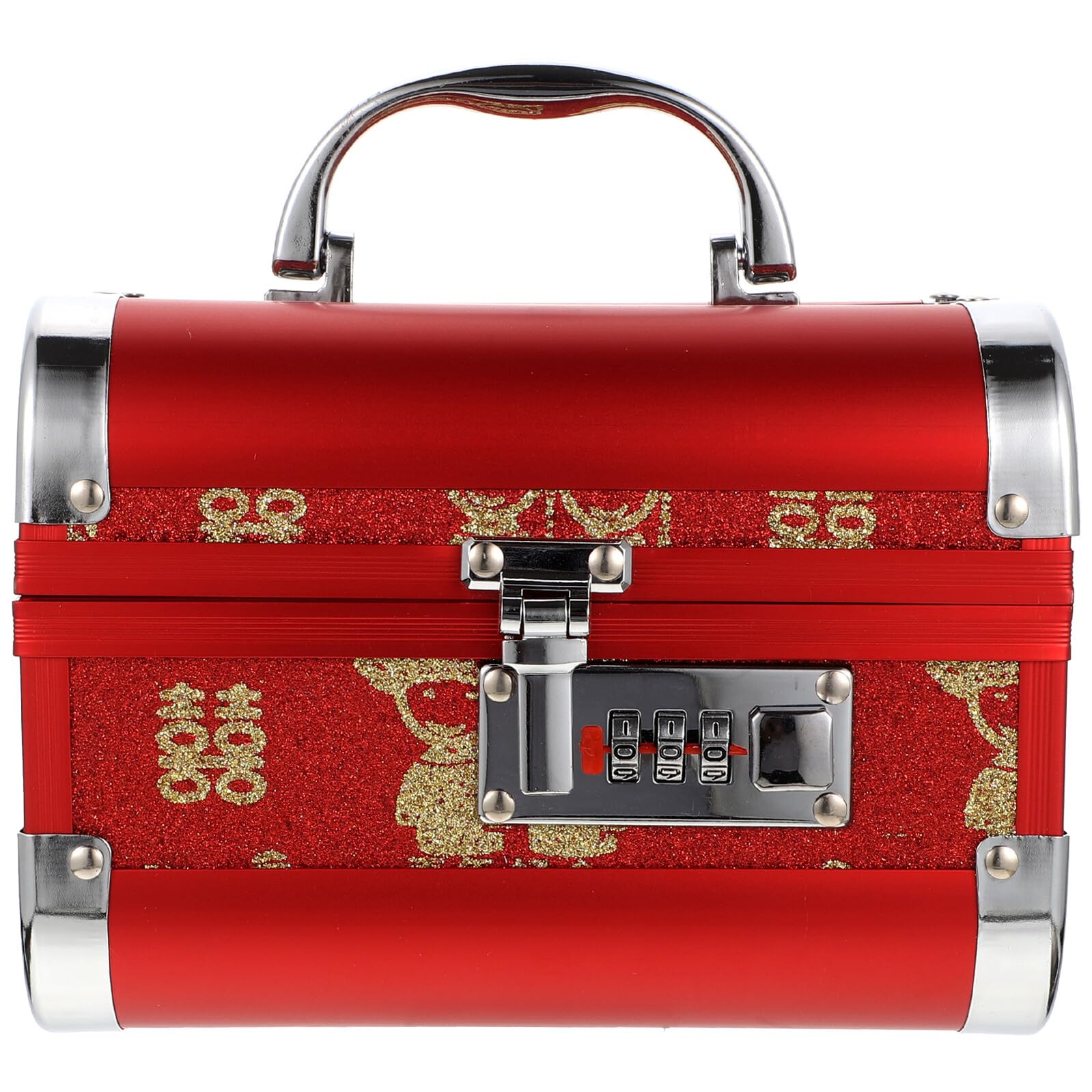 Lshtshf-ou Red Jewelry Box Lockable Small Leather Trinket Holder Wooden Case For Rings And Necklace Storage Organizer For Women