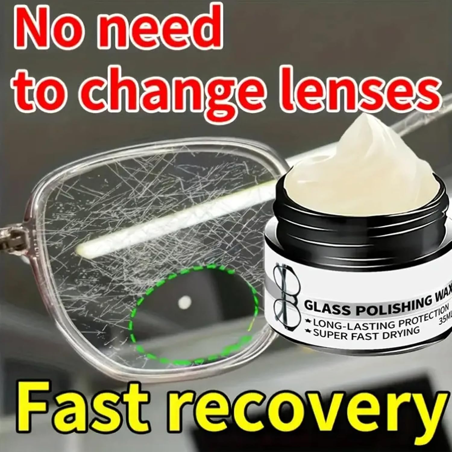 Glasses Scratch Remover - Cleaning Repair Paste, Watch Lens Yellowing Cream with Formula, Multipurpose with Easy Buff, Screen for Windshield Camera Phone, Tablet Watch for Driving