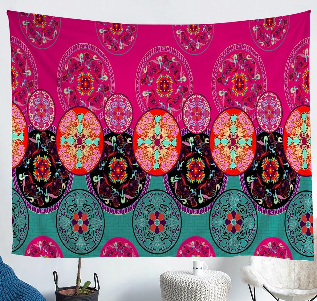Boho Mandala Tissus au metre 276x150cm motif Géométrique fleur Vintage extérieur Tissus au metre, Vintage bohème rond Tissus de couture Tissu de couture polyester