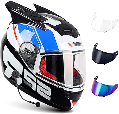 YAYT Casque Bluetooth Moto Adulte, approuvé Dot/ECE lentille Transparente  Anti-buée/Noir/colorée Gratuite pour Hommes et Femmes Casque intégral de  Moto Tout-Terrain de Course : Amazon.fr: Auto et Moto