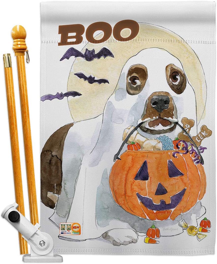 Halloween Boo Doggie House Flag Falltime Witch Trick or Treat Spooky Night Black Cat Season Autumntime Pumpkin Small Decorative Gift Yard Banner Made In USA 28 X 40