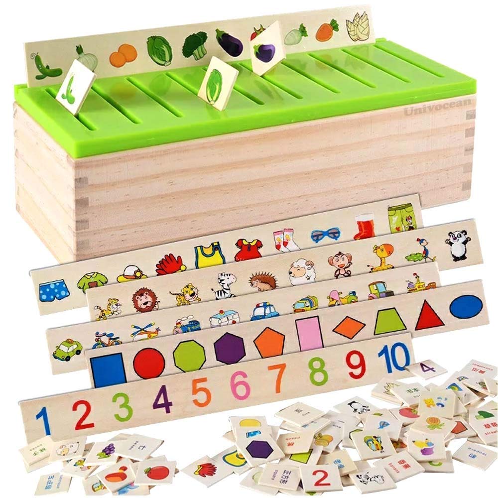 Univocean Childrens Classification Wooden Box Early Educational Learning Toy Sorting Box (B08XVR8Z14) Amazon Price History, Amazon Price Tracker