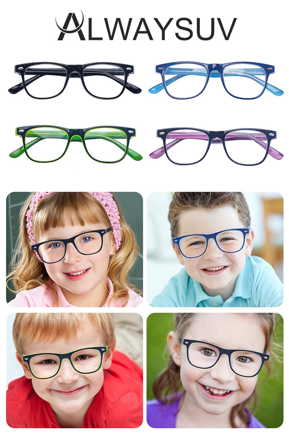 ALWAYSUV Blaulicht-Brille für Kinder, Computerspiele, blockierende Brille, Strahlungsschutz, UV 400, 3–12 Jahre