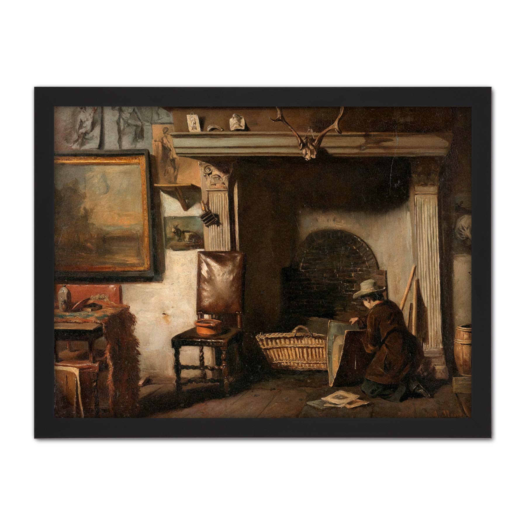 Artery8 Mauve Studio Haarlem Painter Pieter Frederik Van Os Artwork Framed Wall Art Print 18X24 Inch