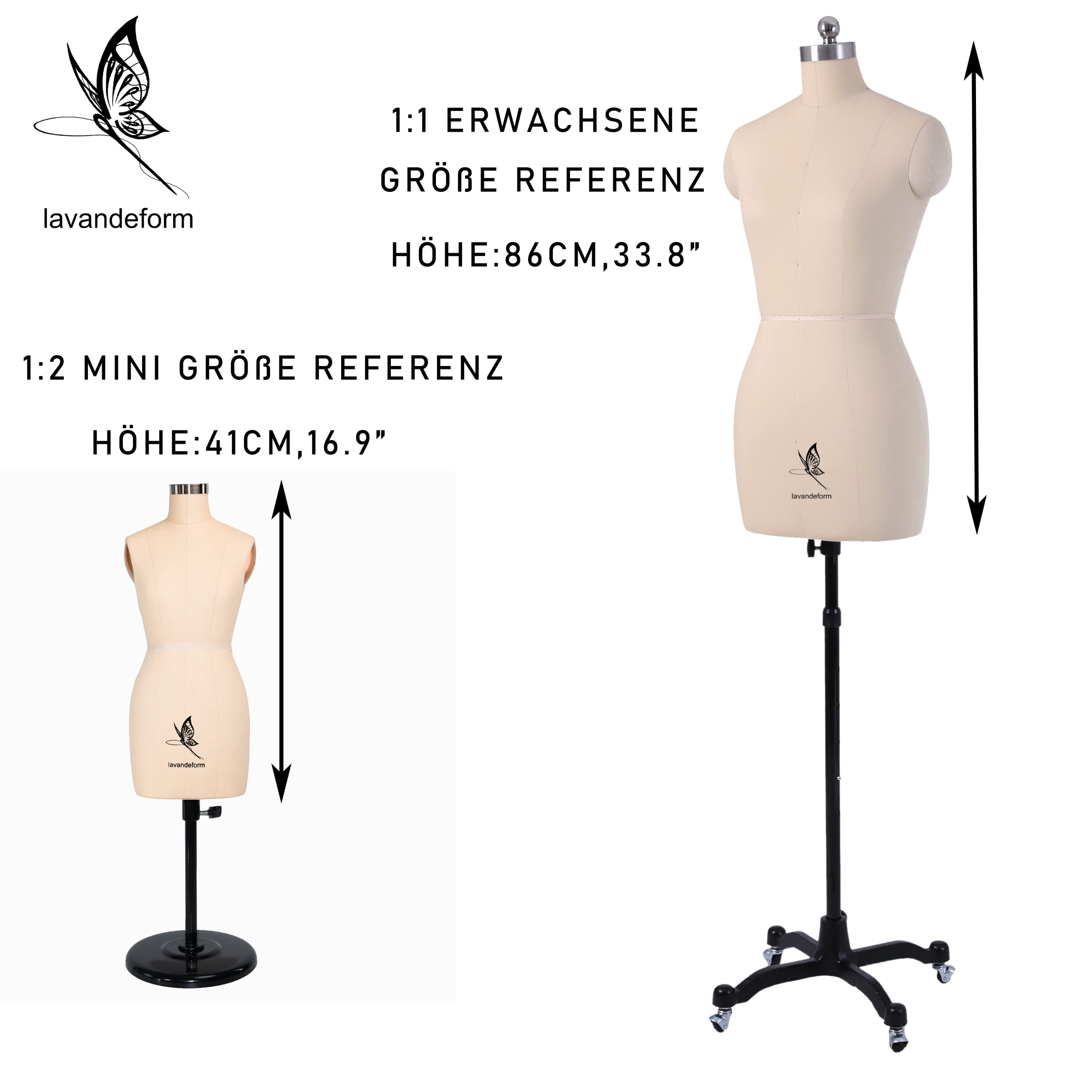 Manekin krawiecki o połowie rozmiaru, do szycia miniaturowego, (nie jest to rozmiar dla dorosłych), igły można wbić w manekin krawiecki (czarny)