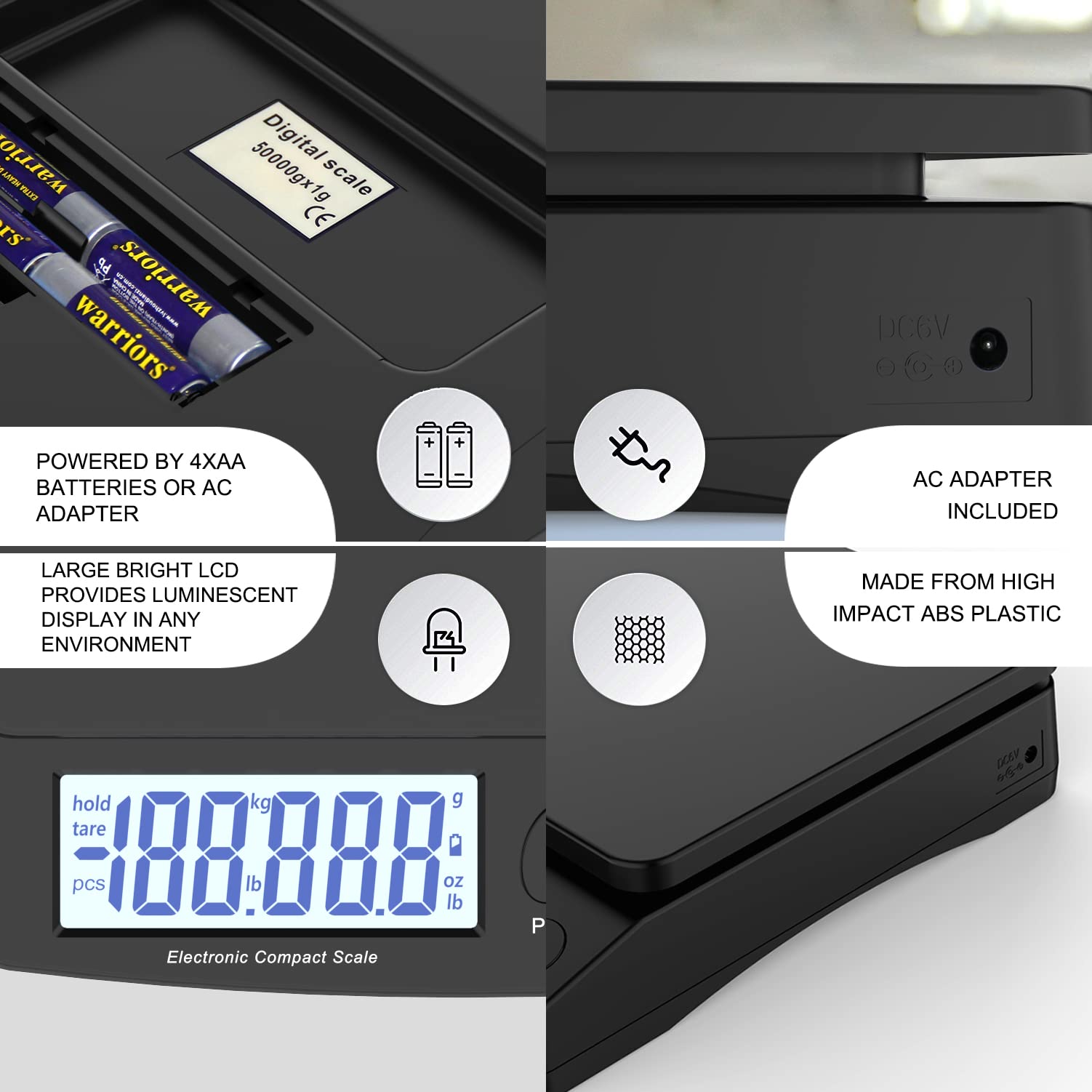 Digital Postal Scale 30kg/66lb - Durable Steel Construction, 6 Units Conversion, Tare Function | for Home, Kitchen, Postal, Shipping, Parcel Transport