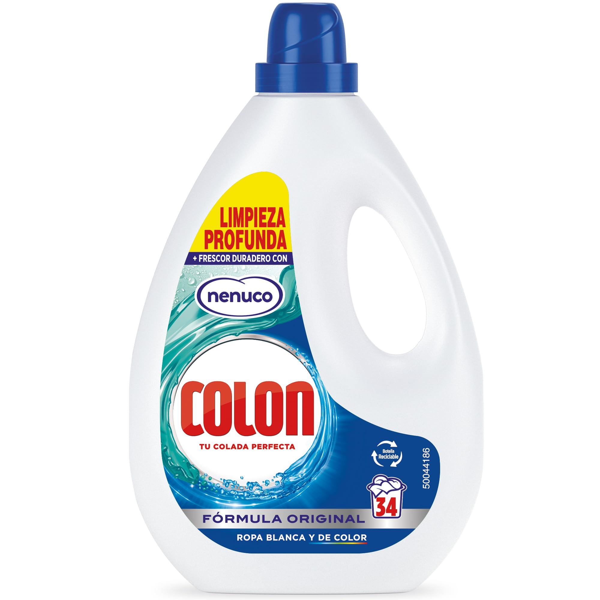 Colon Nenuco - Detergente para lavadora, adecuado para ropa blanca y de color, formato gel - Megapack de 5, hasta 170 dosis
