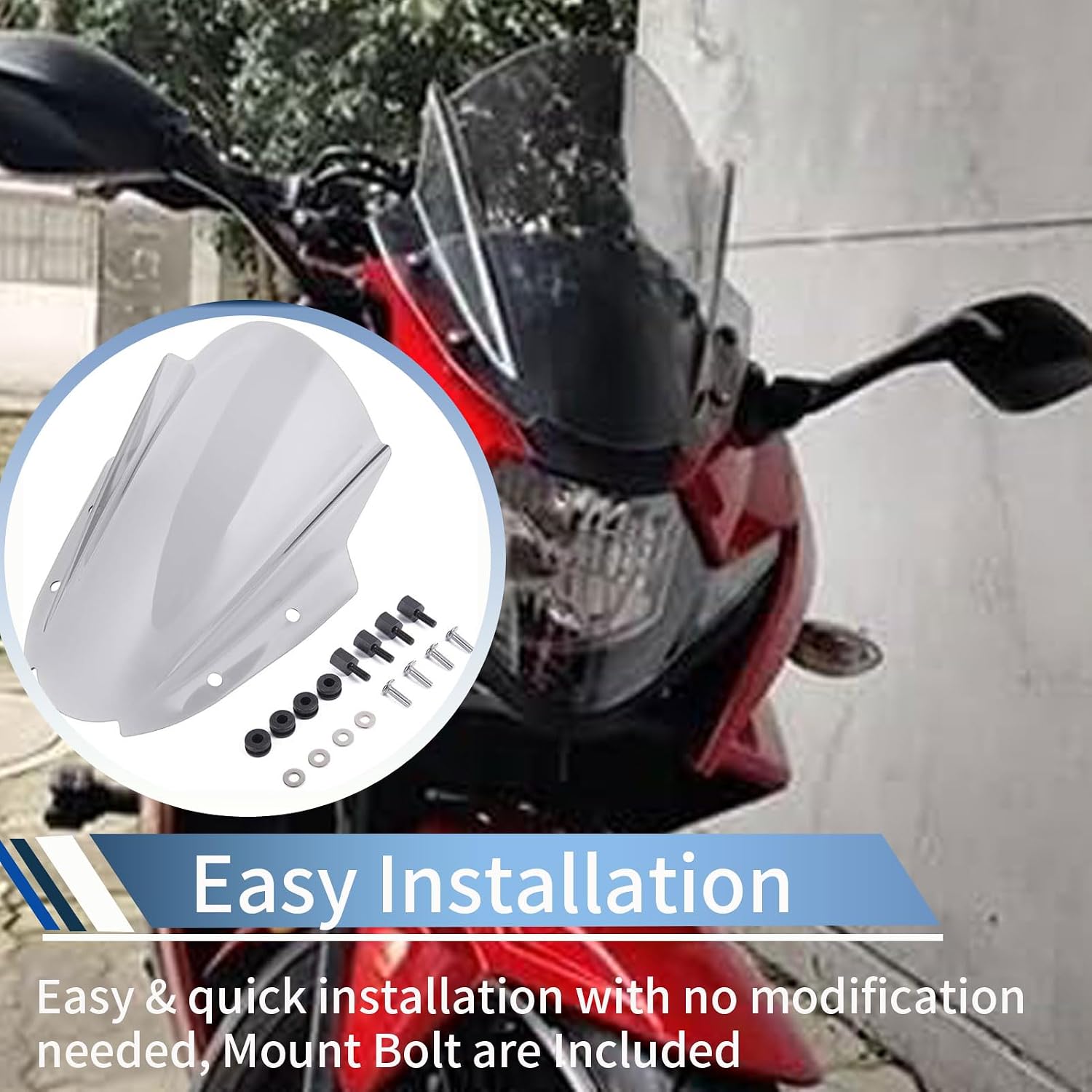 Motorcycle Accessories GSXR250 Windshield Deflector Wind Screen Deflector Protector Fairing Compatible with Su&zu&ki GSXR250 GSXR 250 GSXR-250 2017-2024 (Blacksmoke)