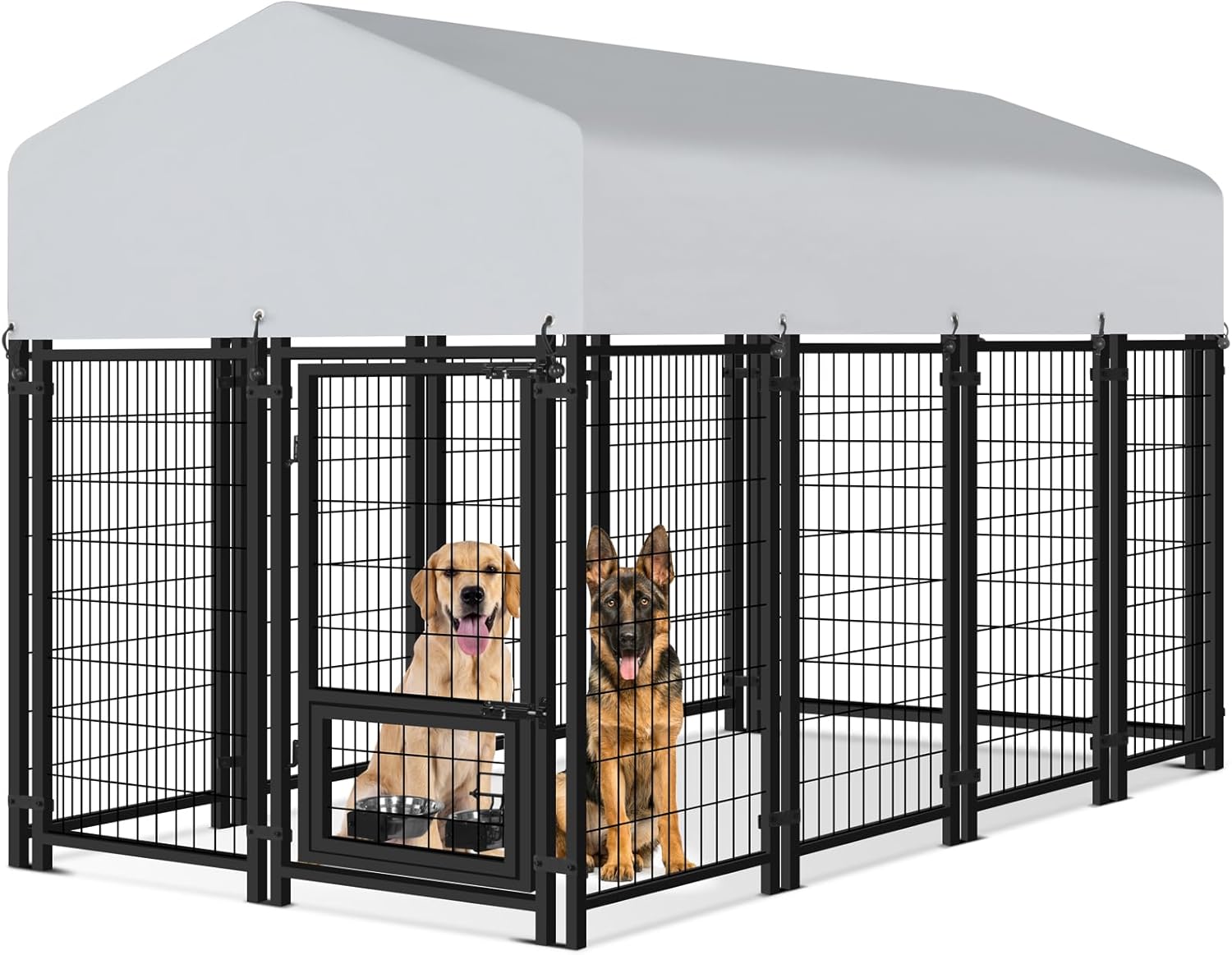 Vagger 7.8x4x4.9FT Outdoor Dog Kennel for Large Dogs,Extra Large Welded Wire Fence Playpen for Outside,Newly Upgraded Security Door Lock and Panel Connector/UV-Resistant Waterproof Roof Cover