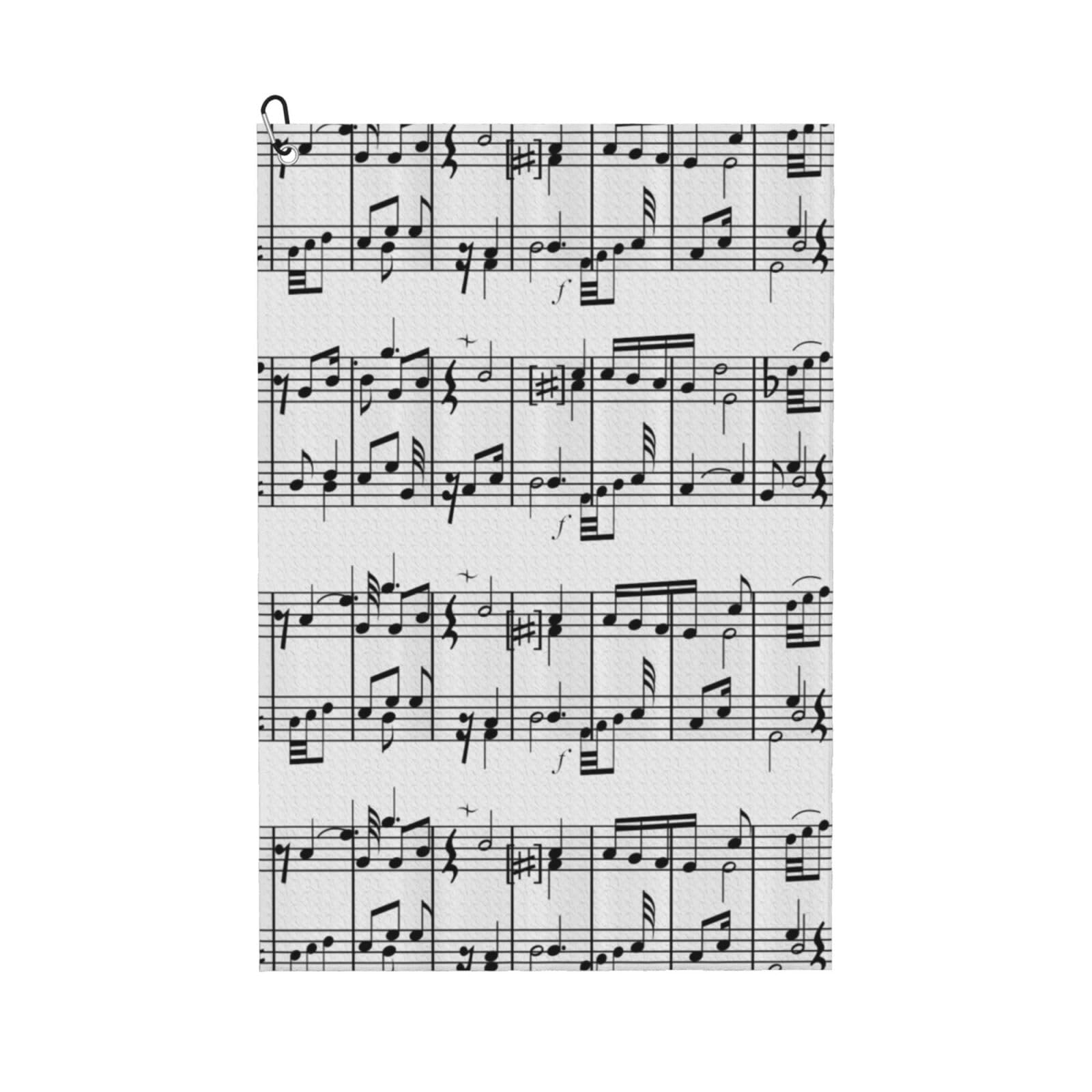 Hnnkloy Musical Notes On The Clef, 16x24 in Portable Waffle Golf Towels with Carabiner Clip for Golf Bag