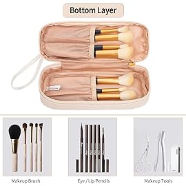 Ethereal Clear Makeup Bag, Cream Small Cosmetic Bag Travel Makeup Bag for Women TSA Approved Toiletry Bag Portable Makeup Pouch