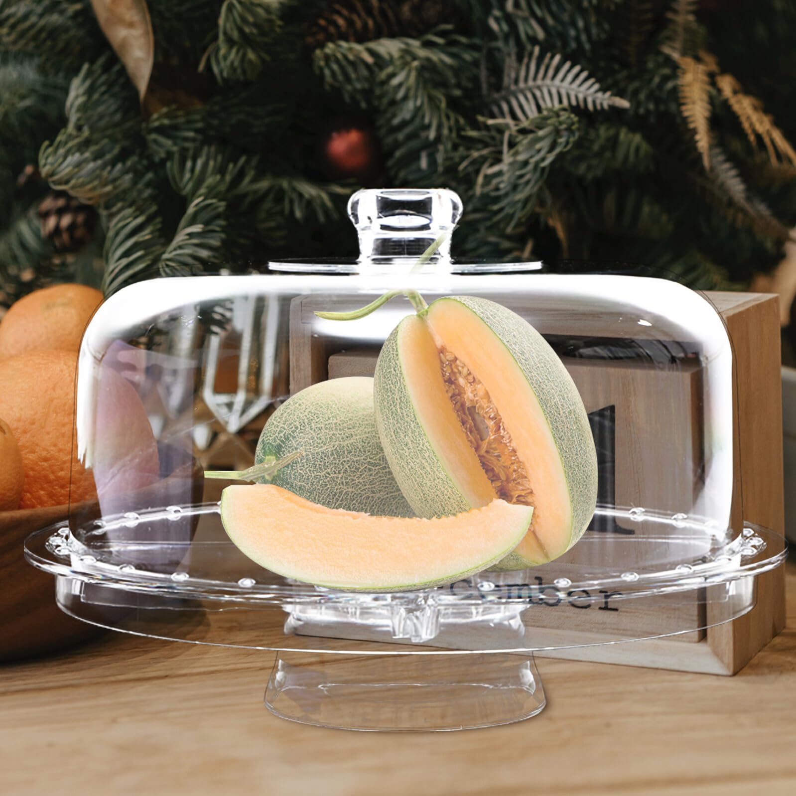 IMIKEYA Acryl Kuchenplatte Groß Transparent mit Rundhaube 6-in-1