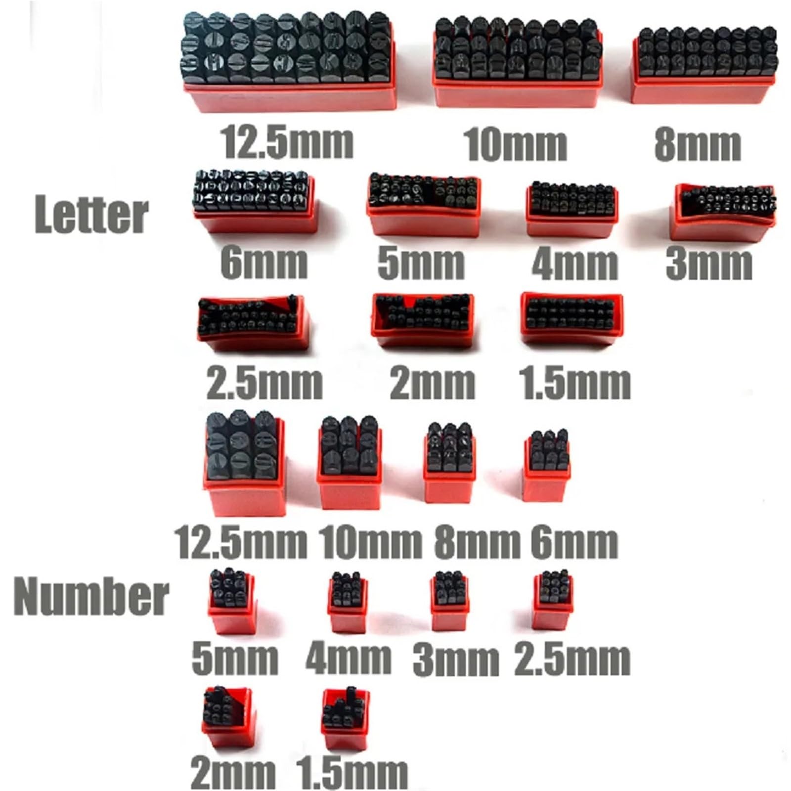 Set di punzoni for timbri con numeri alfabetici in acciaio legato | For la creazione di gioielli: set di timbri con numeri alfabetici in acciaio