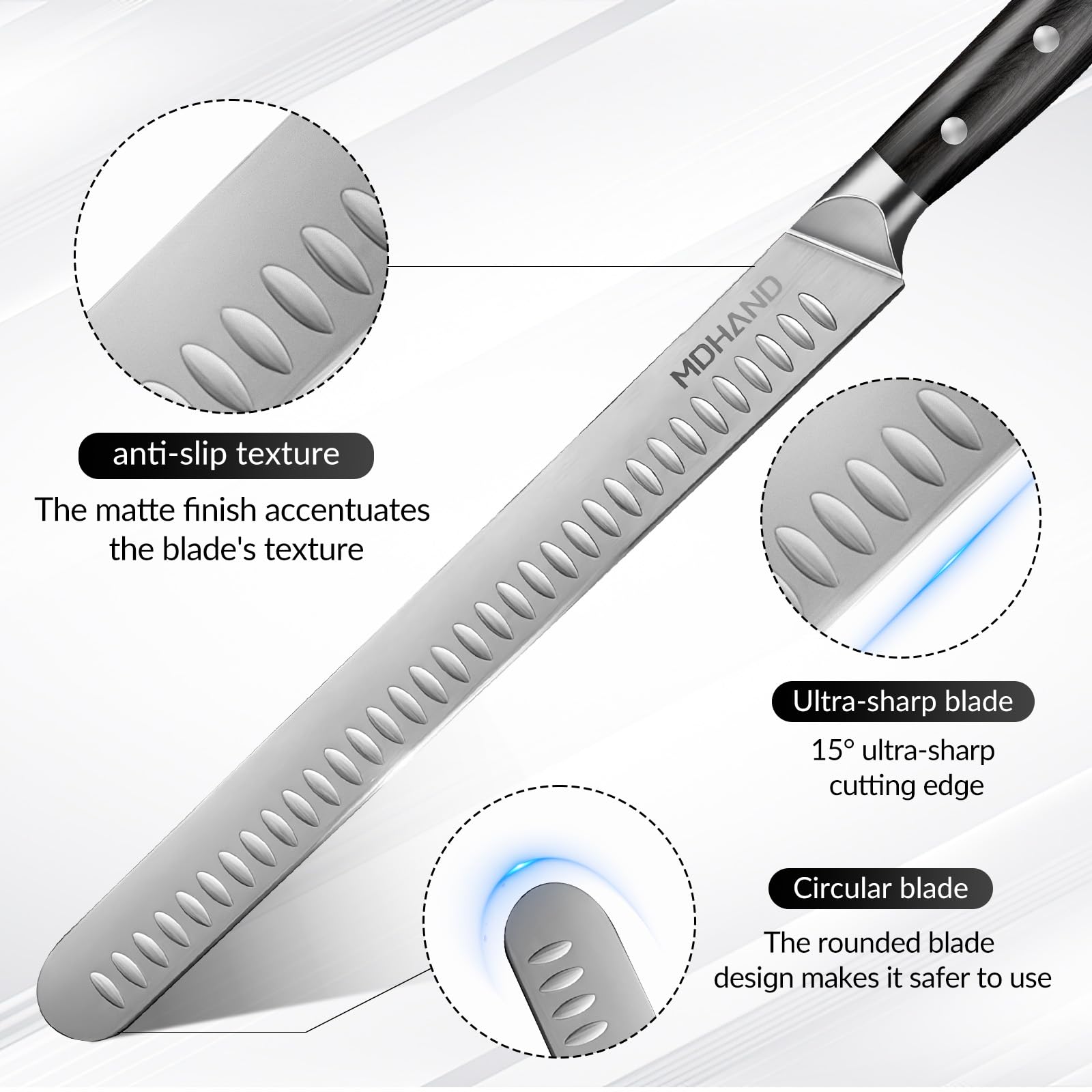 MDHAND Carving Knife Set 3PCS, Sharp Brisket Slicing Knife Sets Gift Box — Amazon image 3