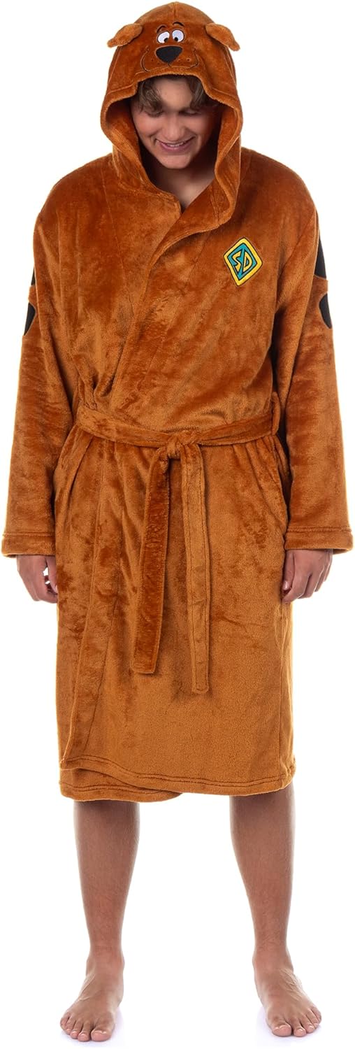 INTIMO Scooby-Doo Robe Men's Character Embroidered 3D Design Hooded Bathrobe For Adults