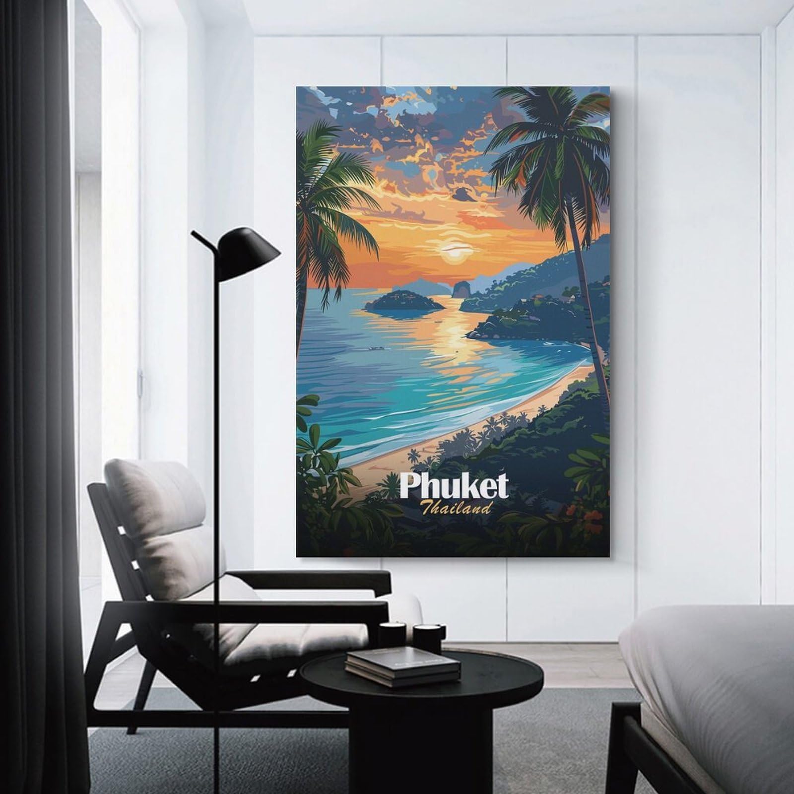 Junmoney Phuket Sunset Beach Canvas Wall Decor 24x36inch(60x90cm), for Calm Bedrooms, Home Corners Or Flats, An Easy Wall Refresh for Bedrooms