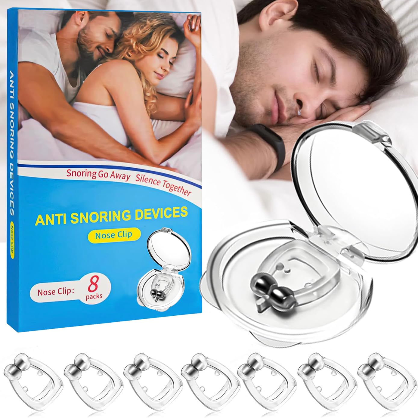 JZOUUK-Anti Snoring Magnetic Nose Clips Anti Snoring Devices Nose Magnet for Breathing Magnetic Nose Strips for Breathing Snoring