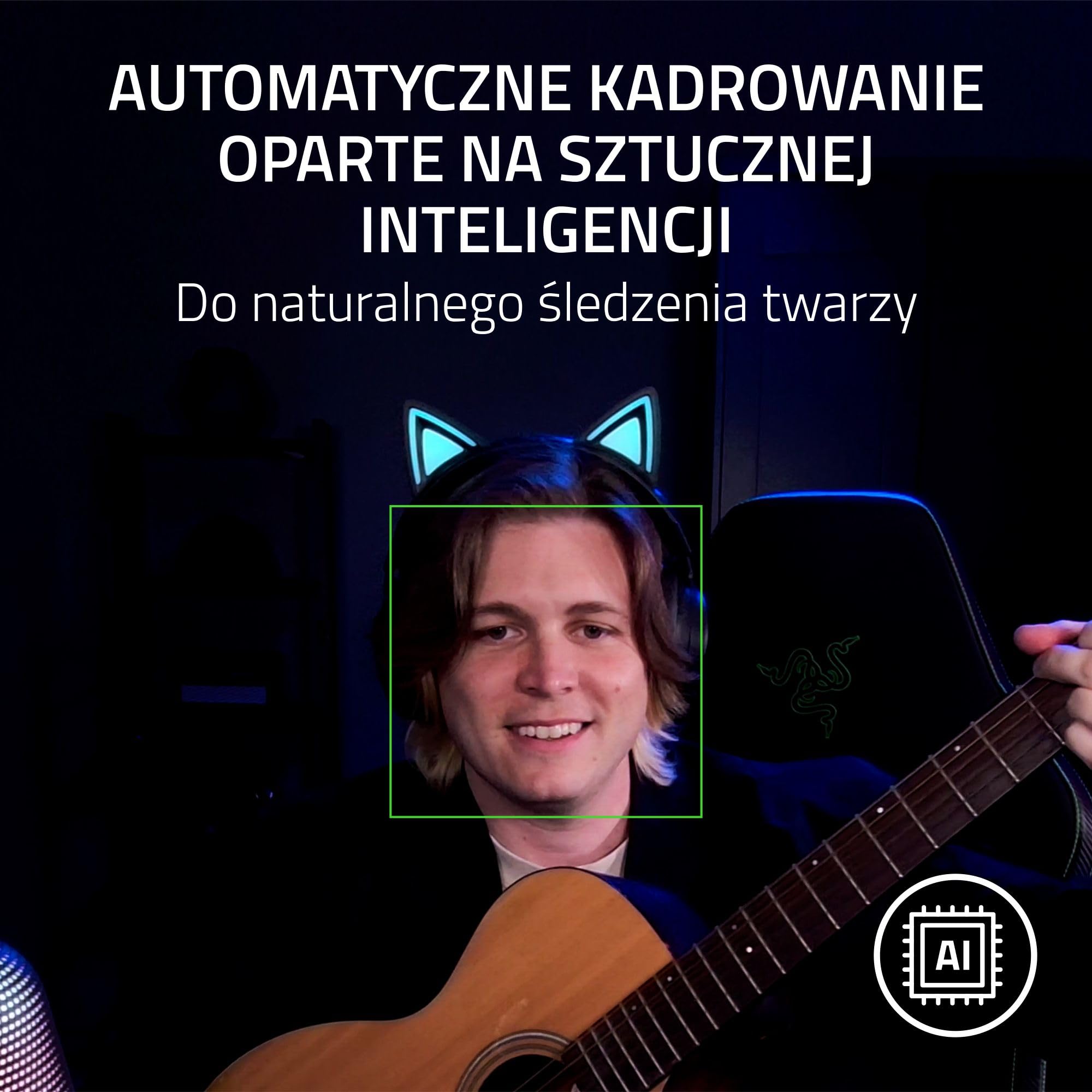 Razer Kiyo V2 – kamera internetowa 4K 30 klatek na sekundę z technologią AI – wysoki zakres dynamiczny – ultraszerokokątny obiektyw – kompatybilna z OBS i Xsplit | Czarny