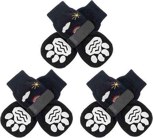 PUPTECK Calcetines antideslizantes para perros para lamer con agarres, zapatos de perro para suelos de madera dura, botines de invierno para perros