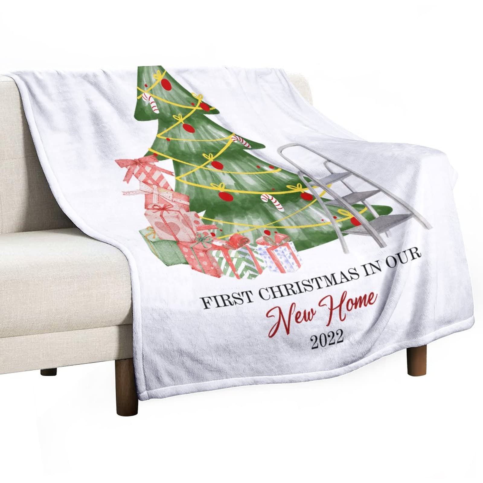 Couverture de noël en polaire réversible 130x150 cm pour lit et canapé