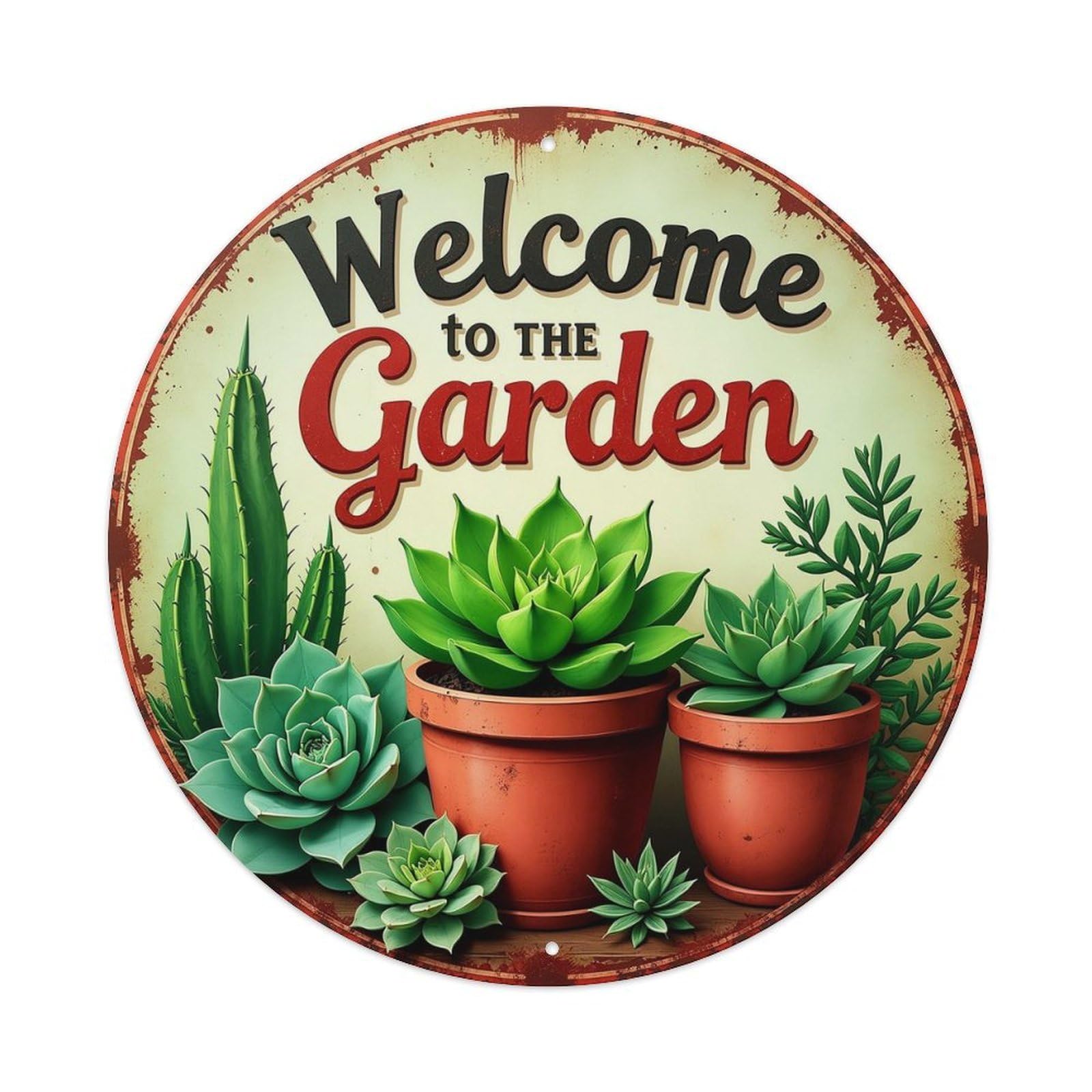 Welcome To The Garden Sign Tin Sign Metal Poster Vintage Metal Signs for Home Man Cave Bar Cafe Kitchen laundry room Wall Decorations 8x8 inches