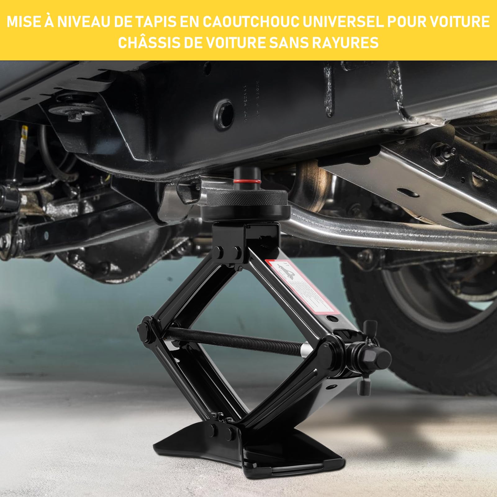 Cric Voiture 3T/3000kg, Universel Crique Voiture avec Tampon Caoutchouc, Portable Cric de Levage avec Clé pour Écrous de Roue, Kit d'urgence Automobile