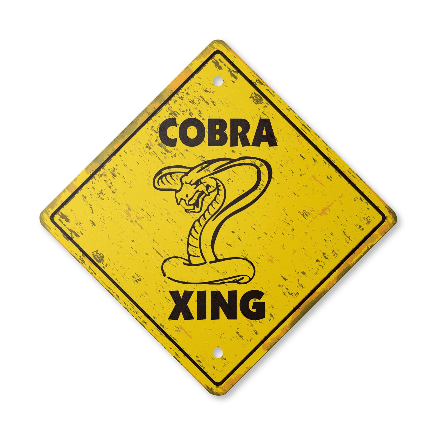 Cobra Vintage Crossing Sign Zone Xing | Indoor/Outdoor Plastic | 12" Tall Rustic King Snakes Reptile cage Snake Charmer Cobras