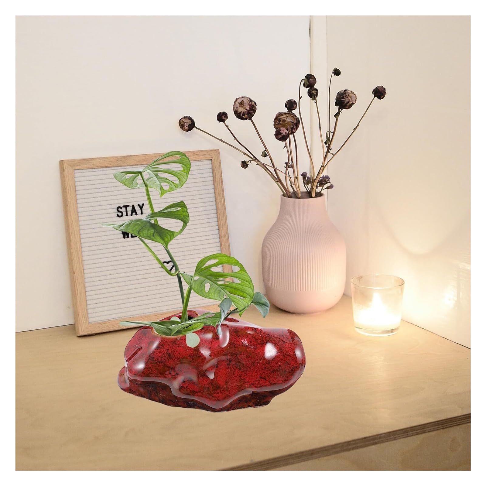 Jarrones para Flores Conjunto de jarrones for arreglos Florales, recipientes hidropónicos con Esmalte Decorativo Que Cambia Horno Centros de Mesa