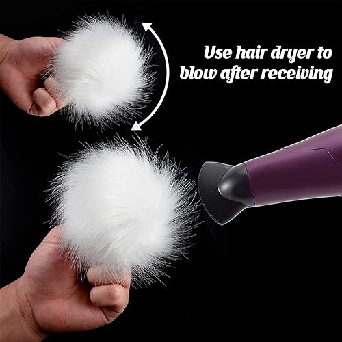 Miniatura 9 de 24 bolas esponjosas de piel sintética natural, pompones de piel de zorro sintética con lazo elástico, accesorios de punto desmontables para tejer