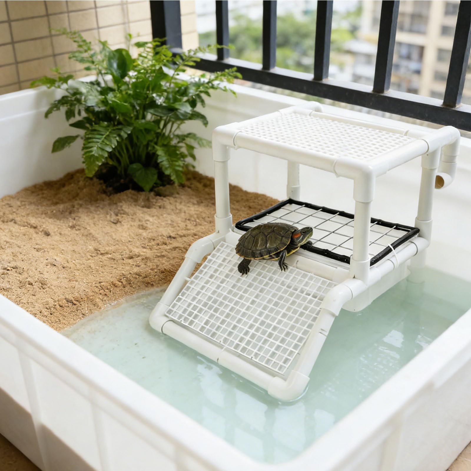Robustes Schildkröten Sonnenbrett aus Kunststoff mit Anti Rutsch Beschichtung für Aquarien und Terrarien