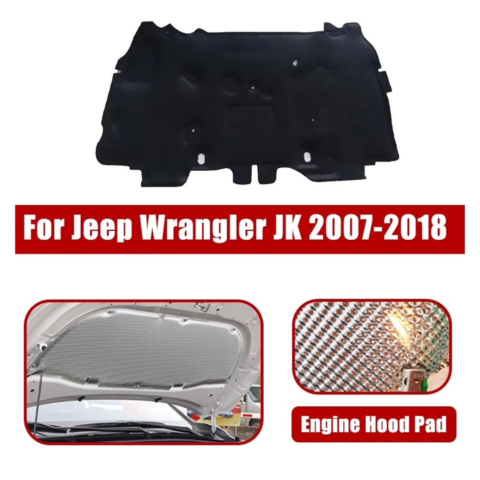 MOPAR Hood Insulation Pad For 2007-2018 Jeep Wrangler JK - OE Part #55361338AO 8 thumbnail image