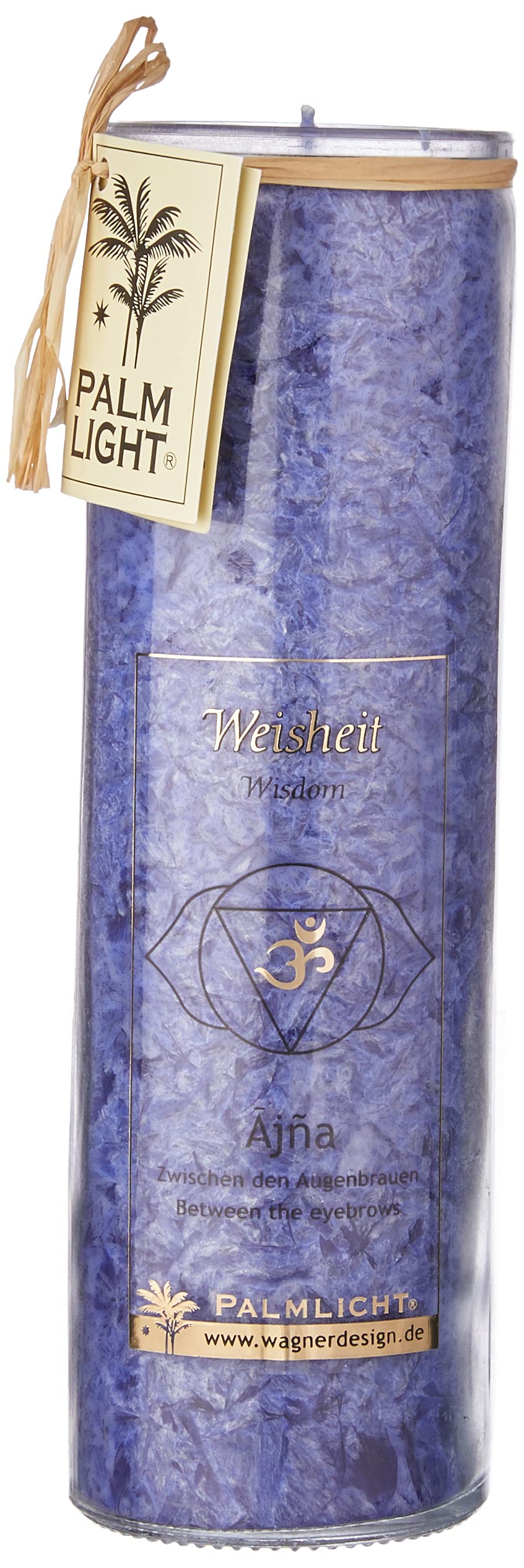 Palm Light 4041678000851 Candle, Ajna chakra,20 cm, blue / indigo