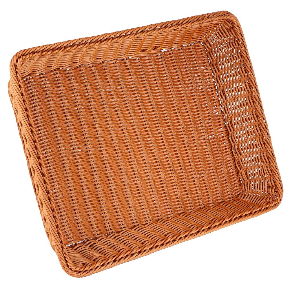 Jenngaoo Cestino Intrecciato in Rattan, Cestini Impilabili per il Pane e la Frutta, Rettangolari, Decorativi per Riporre Cibo al Ristorante, Casa e Cucina, Marrone