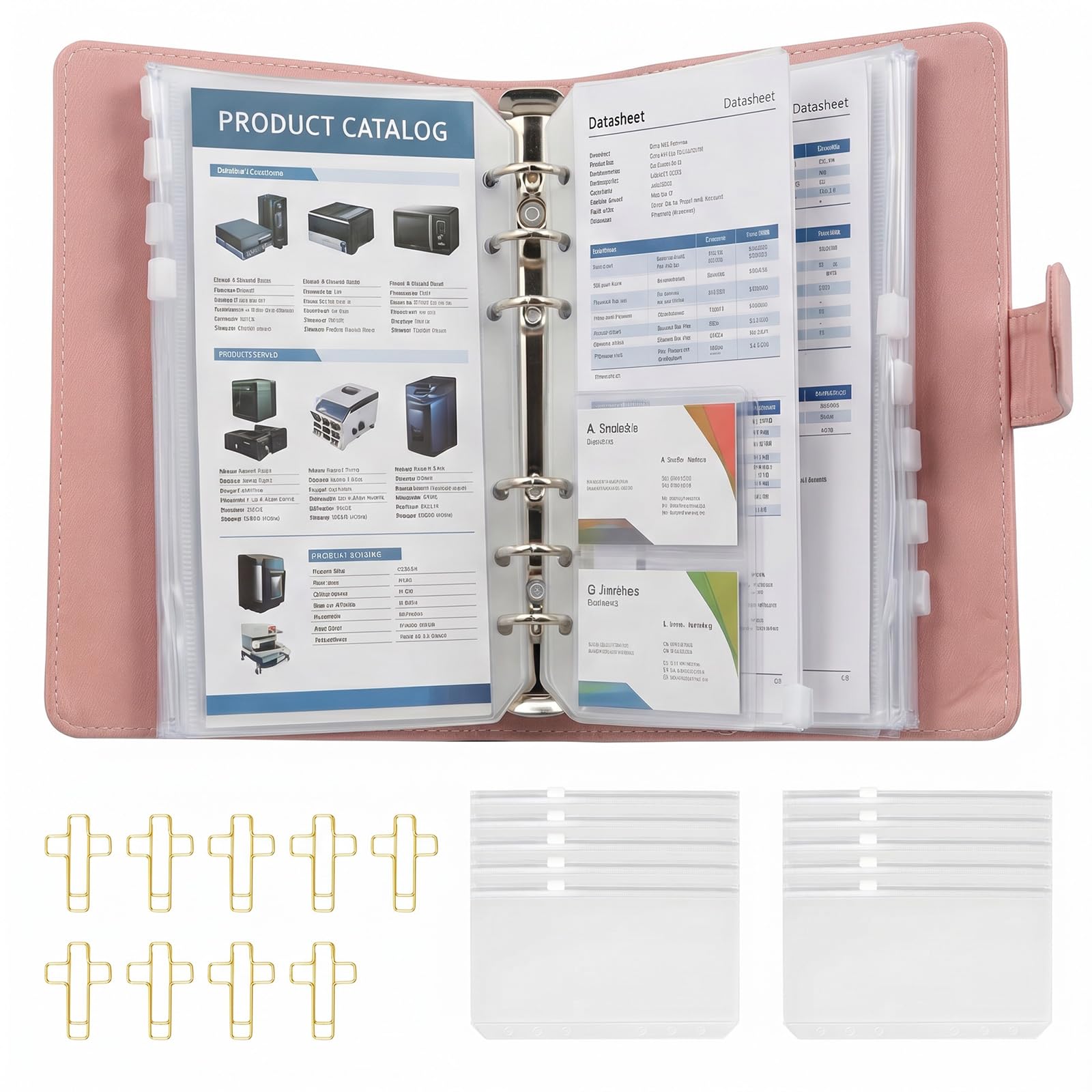 WAMEITF JW Ministry Organizer, Tract Holder with Transparent Side Opening Pockets and Magnetic Closure, Small Storage Tract Holder for Jehovah Witness, Pioneers & Ministry Supplies(Pink)